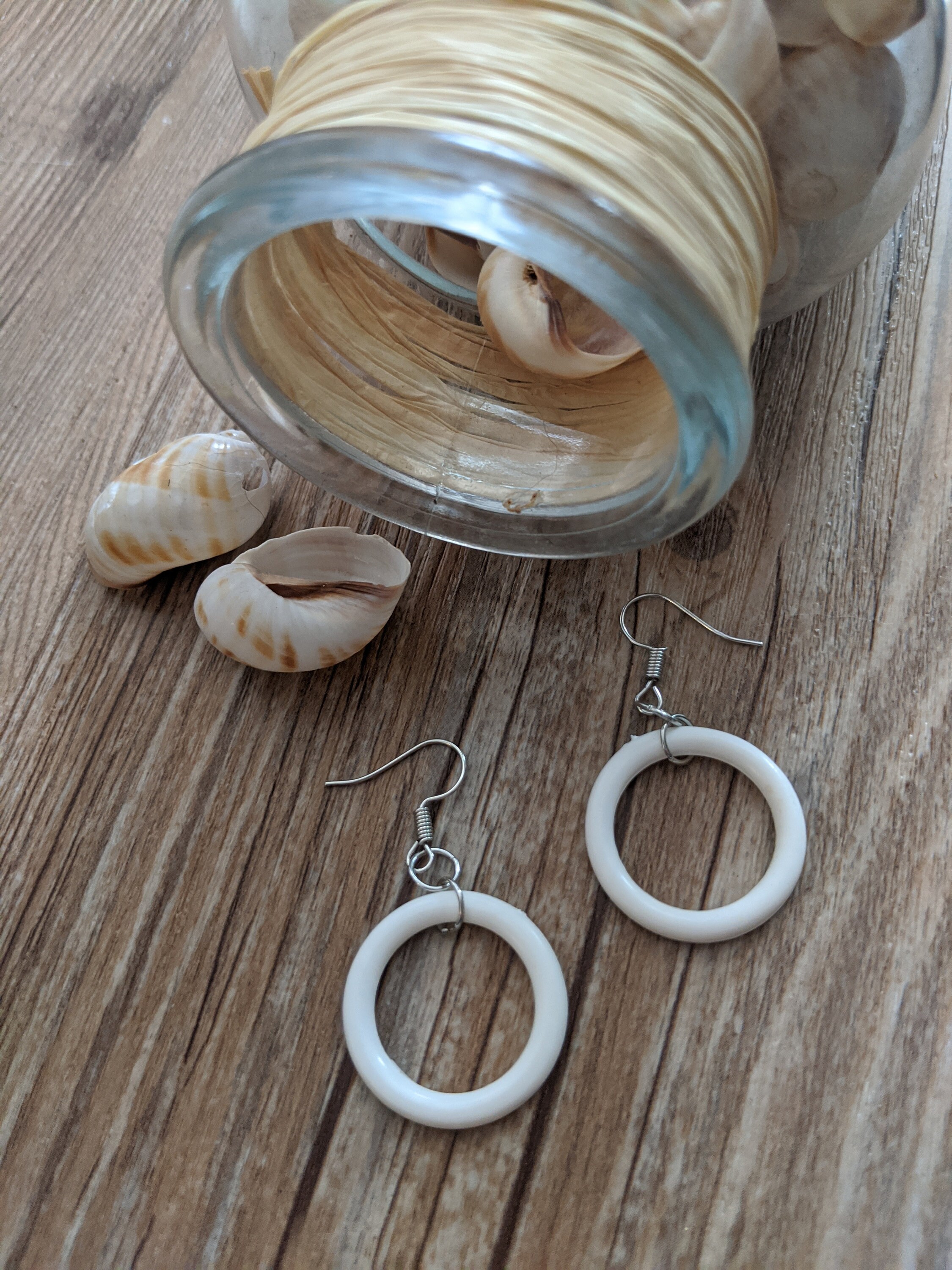 Repurposed Shower Curtain Ring Earrings White Ring Earrings Etsy