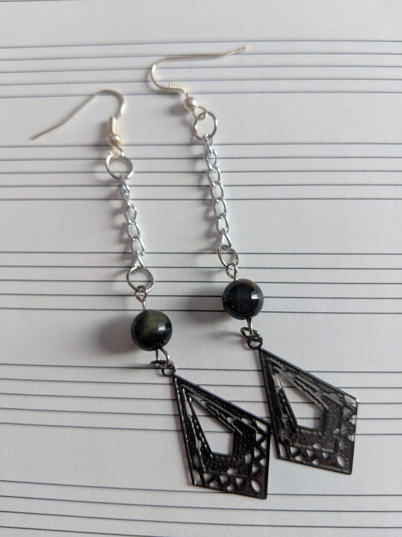 homemade art tigers eye lightweight earrings Lightweight earrings tigers eye dangly earrings dangly earrings black tigers eye earrings