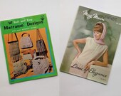 LOT of 2 Vintage Pattern Books - 12 Belt Bag Macrame Designs - Mary Maxim Lines of Elegant Volumn 26 - 50s-70s knitting crochet blueprints