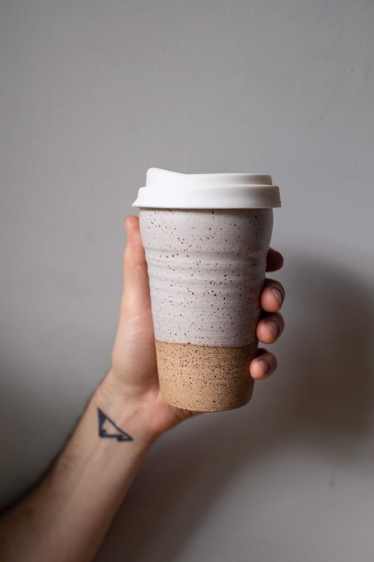 Handmade Pottery Travel Mug Speckled White Pottery Mug Etsy