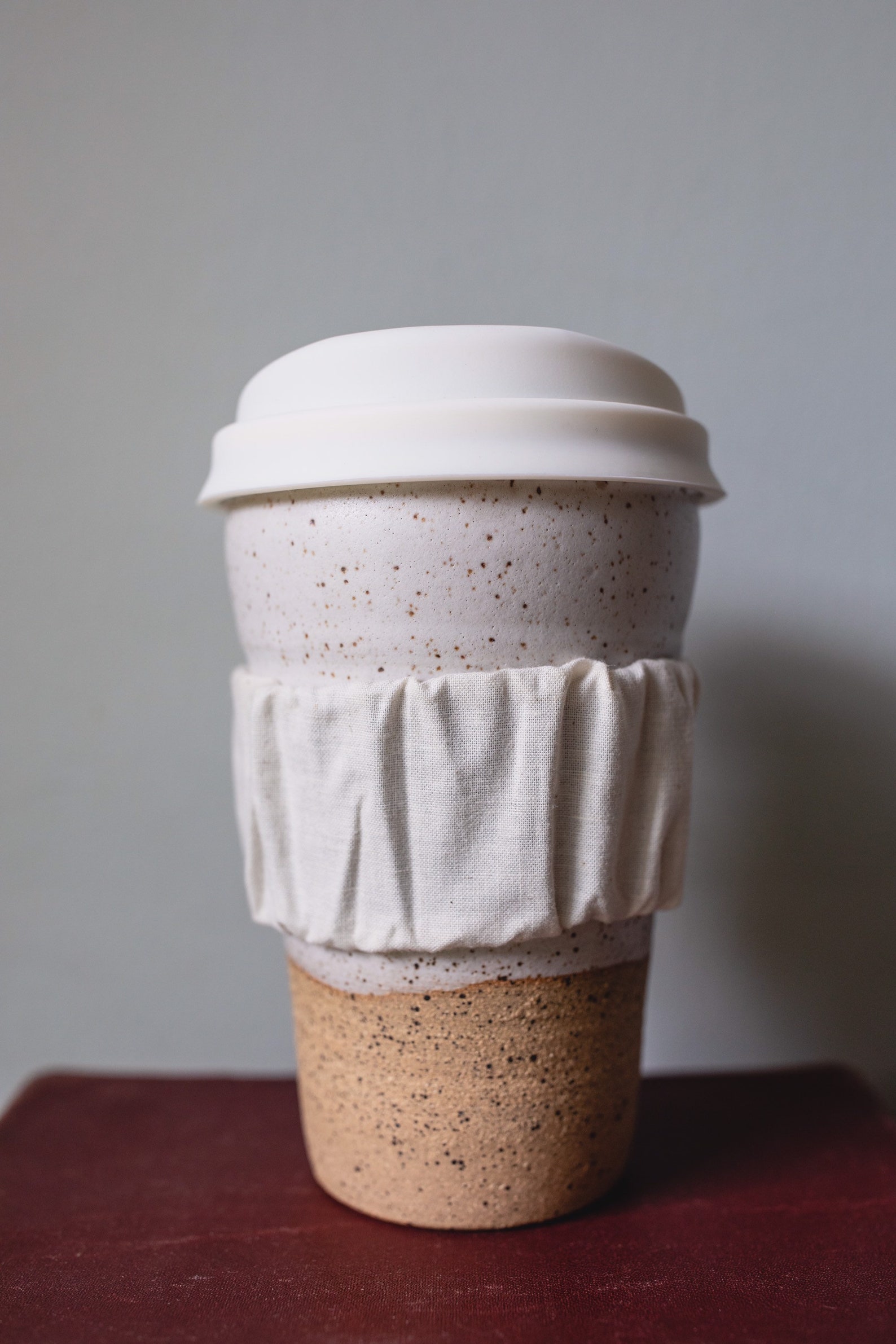 Handmade Pottery Travel Mug Speckled White Pottery Mug Etsy