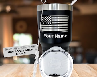 Personalized United States of America Flag Travel Mug-Cup- Multiple COLORS and SIZES available