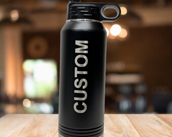 Personalized Insulated Water Bottle Custom Engraved Water Bottle Name Water Bottle with straw Labeled Water Bottle Customizable Drinkware