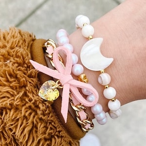 Limited Edition Bow with Heart Bracelet - Suede bracelet, colorful friendship bracelet, chain jewelry