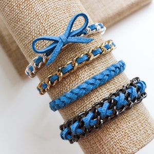 Sky Blue Suede Bracelets