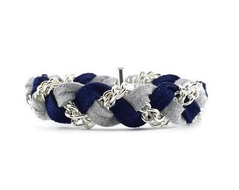 Braided Suede Bracelet with Steel Chain - Friendship Jewelry