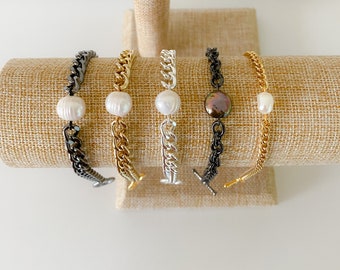 Freshwater Pearl Bracelet - friendship bracelet, chain bracelet