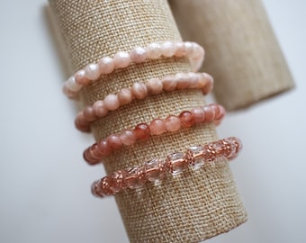 Pinks and Neutral Beaded Bracelets