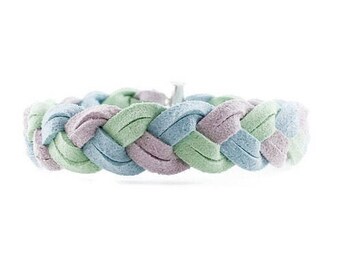 Braided Suede Bracelet: Pastel Friendship Jewelry