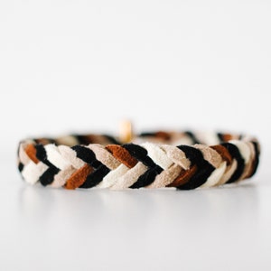 Chevron Twist Braid in Cozy - Suede bracelet, neutral braid friendship bracelet, chain jewelry
