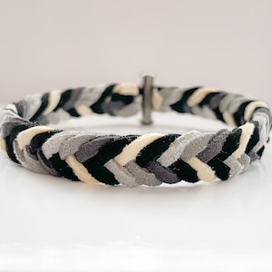 NEW Black Ombré Chevron Twist Braid - neutral black grey cream braid