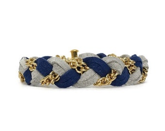 Braided Suede Bracelet with Steel Chain: Friendship Jewelry