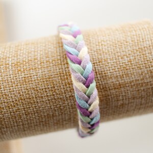 Chevron Twist Braid in Lavender Fields - Suede bracelet, colorful braid friendship bracelet, chain jewelry