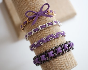 Lotus Purple Suede Bracelets