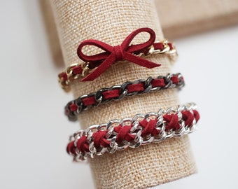 Pomegranate Suede Bracelets