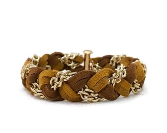 Braided Suede Bracelet with Steel Chain - Friendship Jewelry