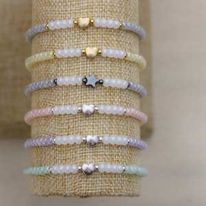 Pastel Seed Bead Heart Bracelet