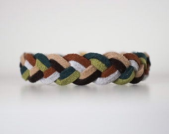 Braided Bracelet in Camo - Suede bracelet, colorful braid friendship bracelet, chain jewelry