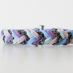 Chevron Twist Braid in Periwinkle Dream - Suede bracelet, colorful braid friendship bracelet, chain jewelry