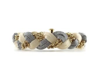 Braided Suede Bracelet with Steel Chain - Friendship Jewelry