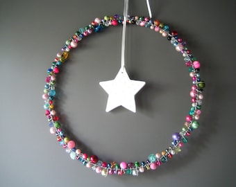 Pearl wreath door wreath large glitter wreath star