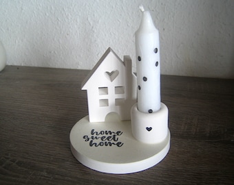 Candle holder Candle plate Little house Candlestick Scandi