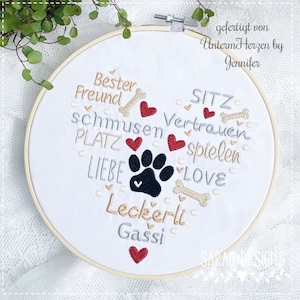 Embroidery file dog heart pun 26x16