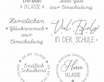 Plotterdatei Einschulung 6er Set - svg,dxf