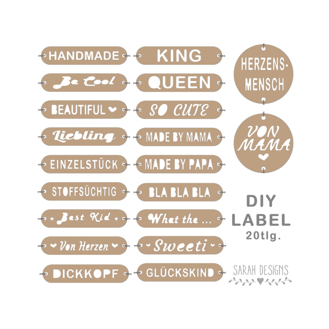 Plotterdatei DIY Label – 20tlg. svg,dxf, FCM - Etsy.de