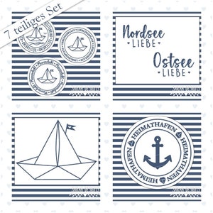 Plotter file set of 7 paper boats - svg,dxf