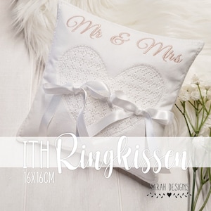 Embroidery file 26x16 - ITH ring cushion eyelet embroidery Mr and Mrs