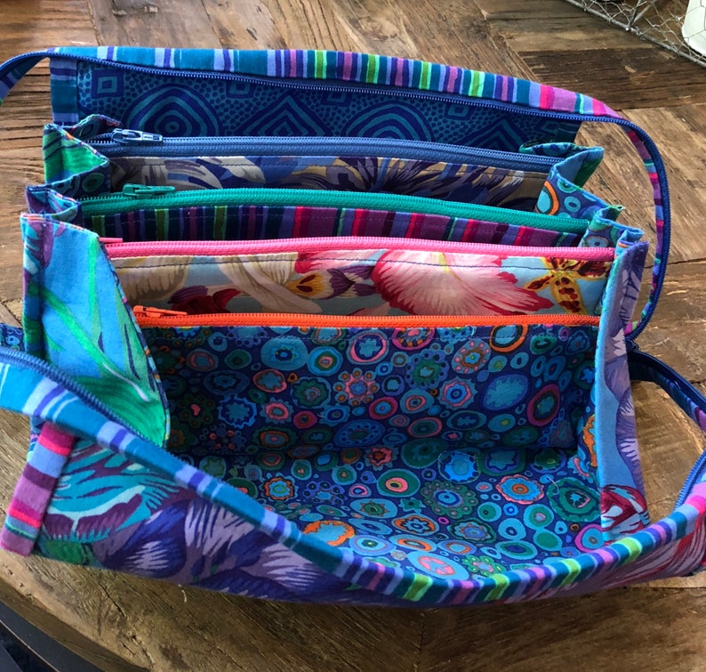 Blue Floral Zippered Organizer