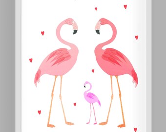 Children's picture, poster, Flamingo, gift, children's room picture, Kinderimmerposter "You Are Loved"