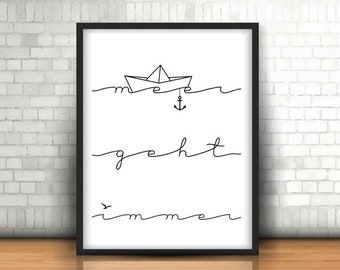 Sea, Let's go to the sea, gift girlfriend, abstract art print, typo poster, sea is always possible