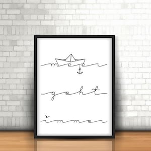 Meer , Lass uns ans Meer fahren, Geschenk Freundin, Kunstdruck abstrakt, Typo Poster,Meer geht immer