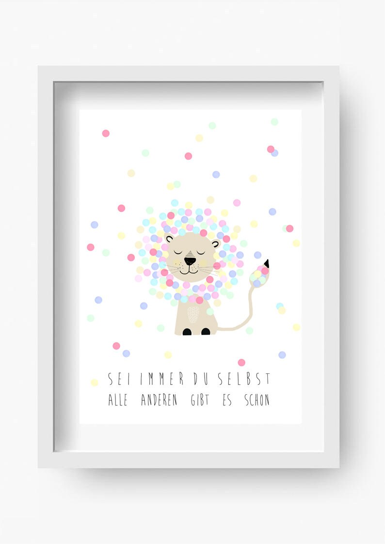 Children's room picture, children's picture, children's room poster, lion, gift Always be yourself image 2