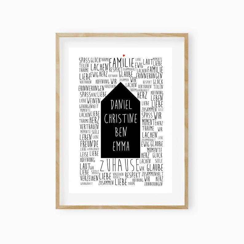 Home Print, Familienposter personalisiert, Geschenk für Familie, Zuhause Spruch, Familie Spruch , Einweihungsgeschenk Bild 2