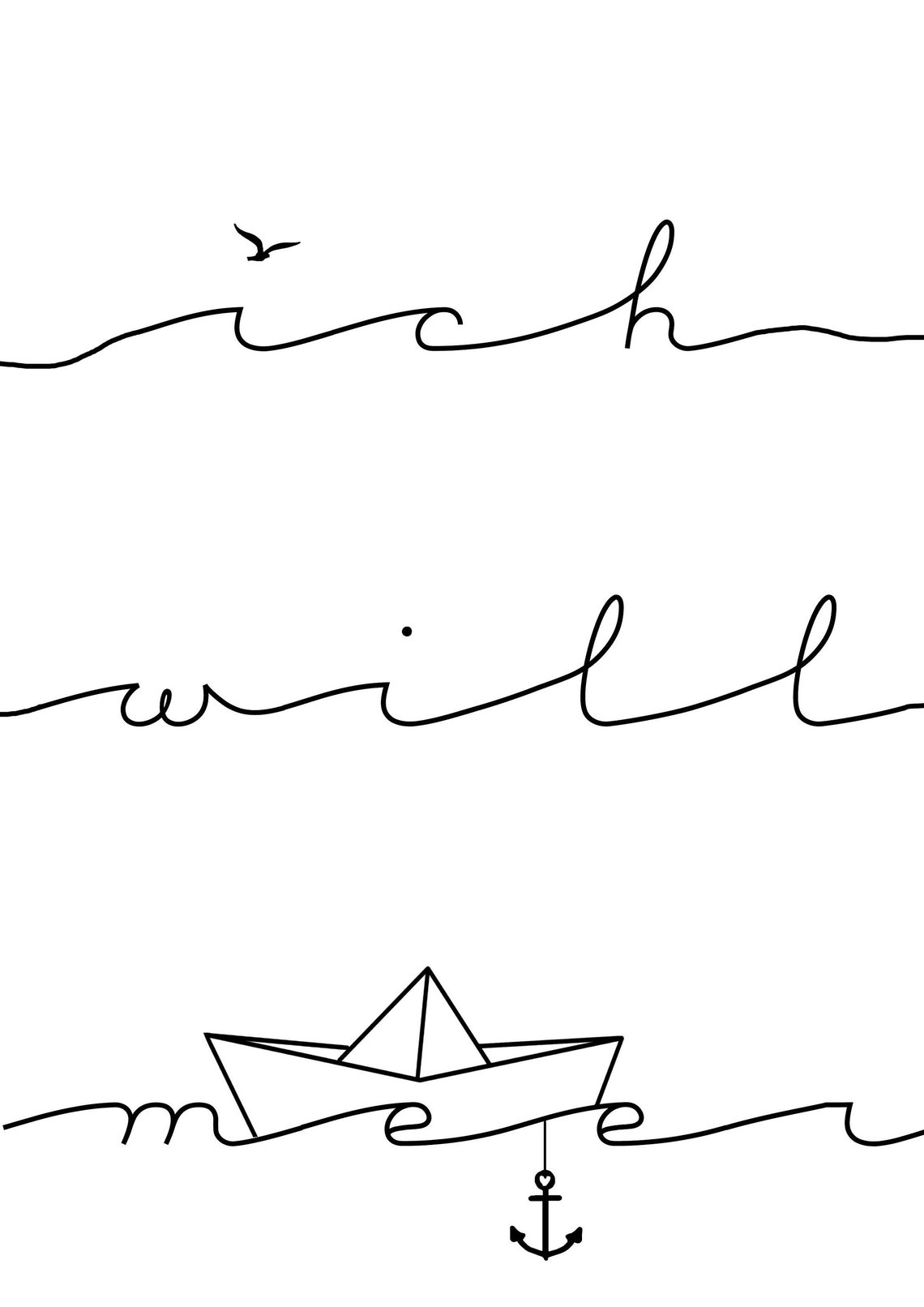 Poster Meer Spruch Typo Poster Meer PosterIch will Etsy
