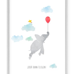 Imagen infantil,Cartel infantil,Impresión de la habitación infantil"Cualquiera puede volar"