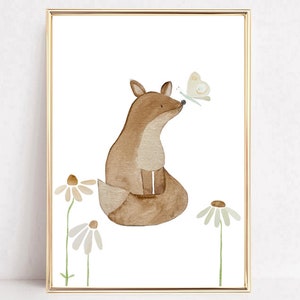 Kinderzimmerbild, Kinderbild Geburt, Kinderzimmerposter,Fuchs ,Wald ,Fuchs Kinderzimmer , Geschenk Baby
