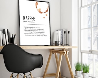 Coffee poster, coffee gift, coffee print, kitchen poster "Coffee Definition"