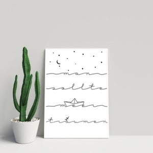 Sea Love, Art Print, Sea Saying, Typo Poster, Gift Boyfriend, Gift Girlfriend, Sea Print, Wall Art &quot;One should dream of the sea&quot;