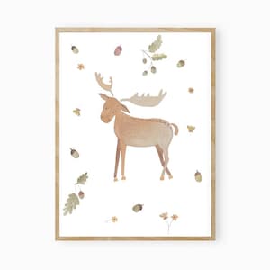 Cuadro habitación infantil, cuadro infantil nacimiento, cartel habitación infantil, alce habitación infantil, cartel otoño, regalo bebé