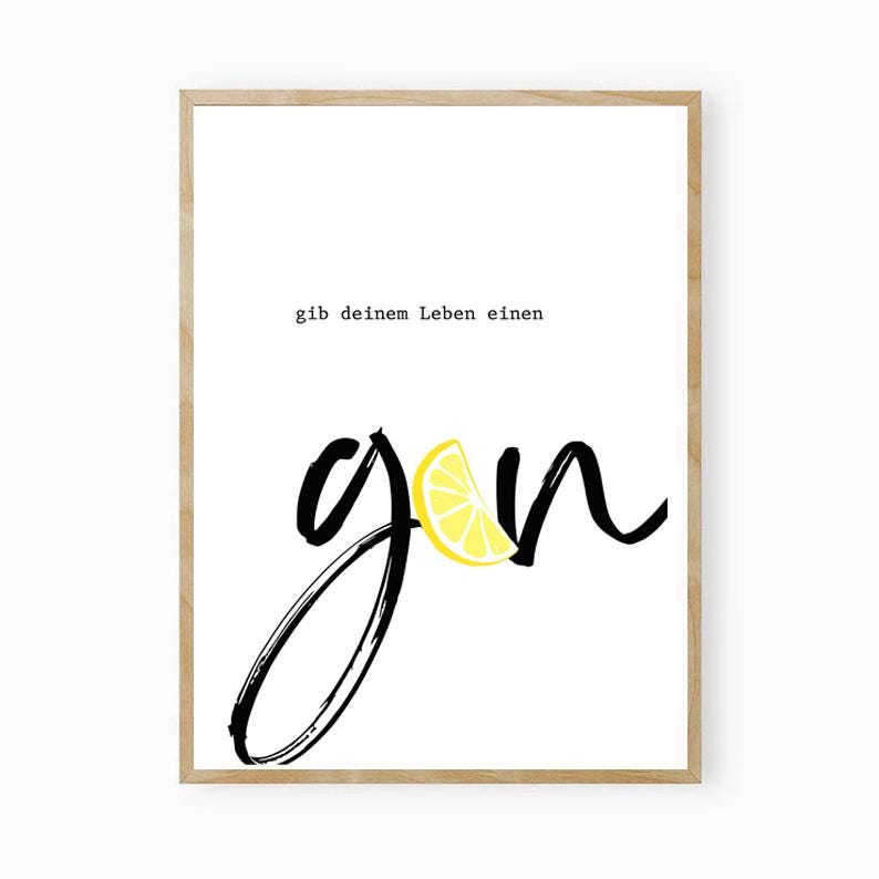 Gin poster, kitchen poster, gin quotes, gift for gin lovers, gin quote print image 1