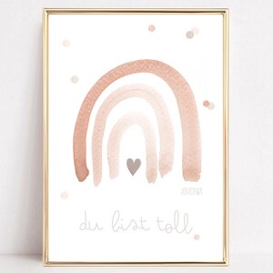 Photo enfant, affiche enfant, arc-en-ciel Boho, Grschenk, baptême, cadeau naissance "T'es super"