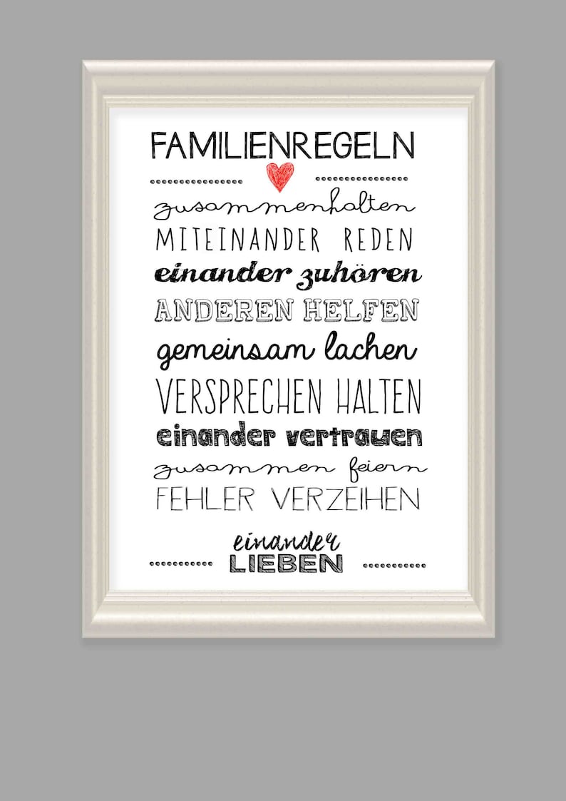 Art print, poster, gift for family Family Rules image 2