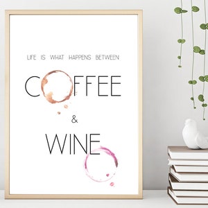 Cartaz de vinho, cartaz de cozinha, impressão de vinho, presente de vinho, ditado de vinho, definição de vinho, cartaz de café