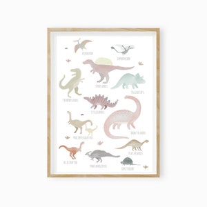 Cartel de vivero, impresión de arte, dinosaurio