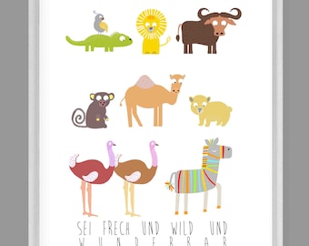 Kunstdruck,Kinderbild,Kinderzimmerbild,Kinderposter"Sei frech und wild und wunderbar"