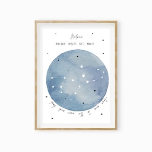 Anuncio de nacimiento, imagen del zodíaco, regalo de nacimiento, cartel del zodíaco, regalo de bautismo, regalo de nacimiento personalizado "Te amo..."